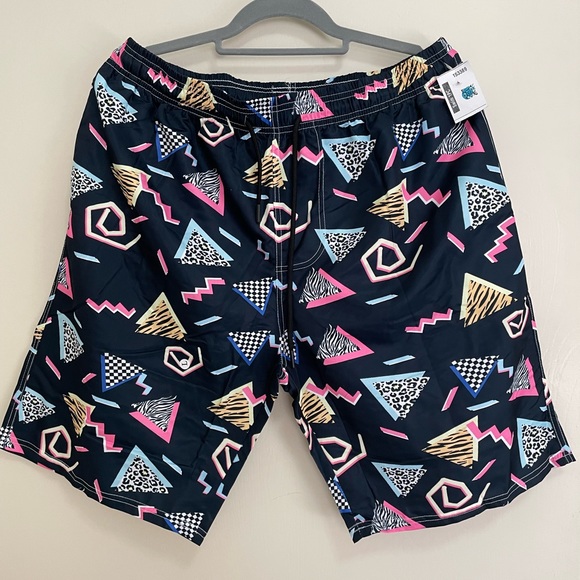 Geometric Swim Trunks Drawstring Sz Large NWT - Picture 1 of 3